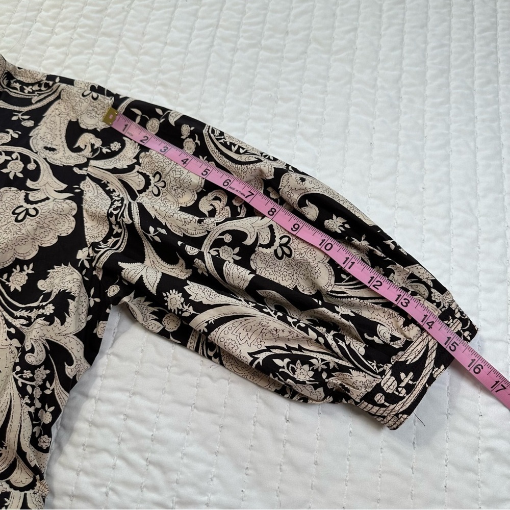 Rebecca Taylor Paisley Jumpsuit 100% Cotton Brown Belted With Pockets Size M - Picture 13 of 16